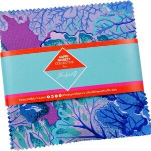 Kaffe Fassett Classics Plus Royal charm pack with 42 assorted 5-inch cotton squa